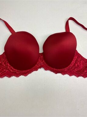 Simone Perele Caresse 3D Plunge Bra Tango Red Lace 36F (36DDD) *P1037